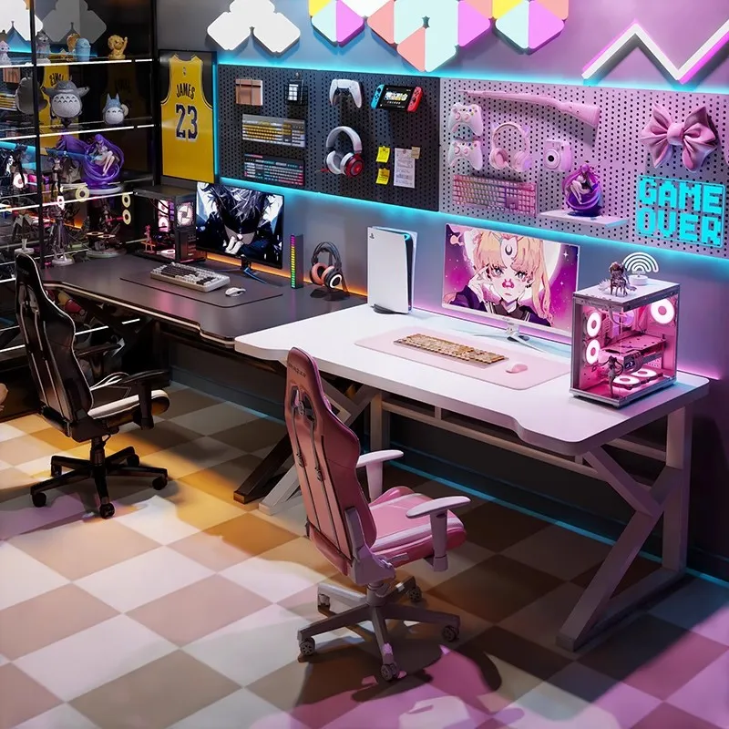 Esports Gaming Setup - طاولة ألعاب إلكترونية مزدوجة للألعاب الإلكترونية،