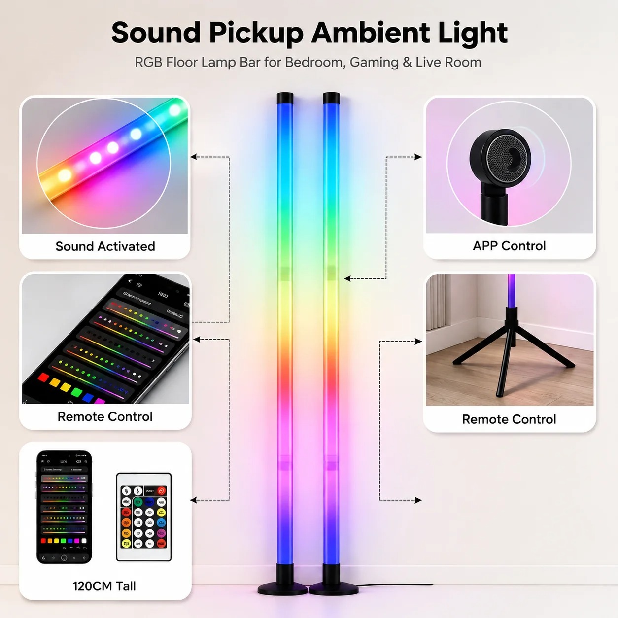 مصباح أرضي RGB بطول 120 سم، شر - مراجعة Esports Gaming Setup وسعره